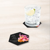 Helle, florale, farbige Monogramm-Schwarze Hochzei Untersetzer (Vor Ort)