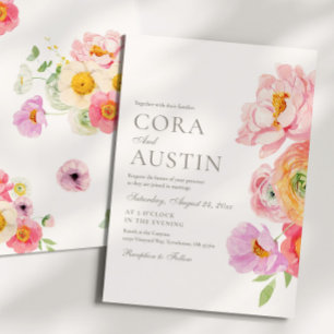 Helle florale Foto-Hochzeitseinladung Einladung