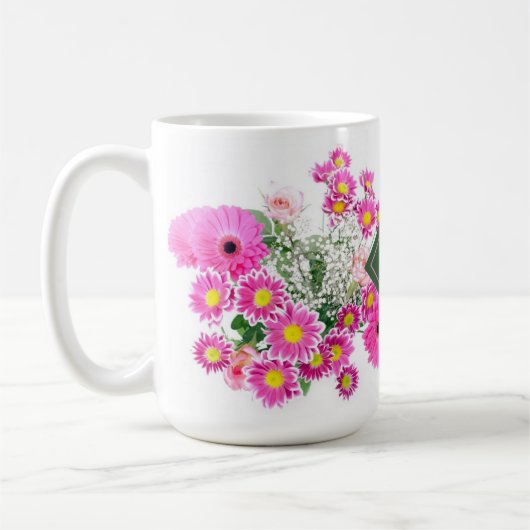 Helle, florale Mit Monogramm Kaffee Tasse (Links)