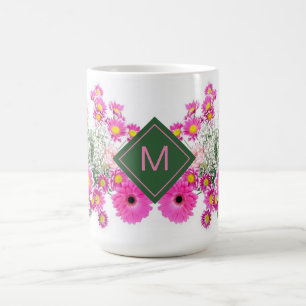 Helle, florale Mit Monogramm Kaffee Tasse