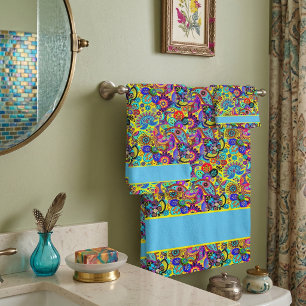 Helle florale Paisley-Badehandtücher-Set Badhandtuch Set