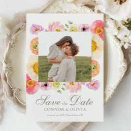 Helle Florale Speichern Sie die Datumsanzeige Kart Einladung