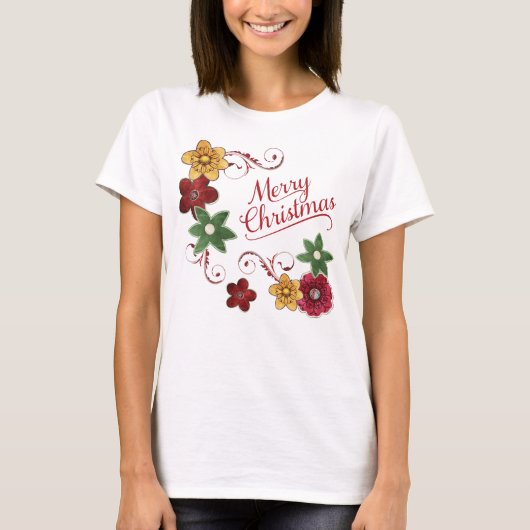 Helle florale Weihnachtswirt T-Shirt (Vorderseite)