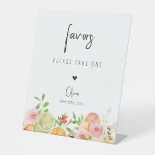 Helle florale Zitrusfrüchte Favoriten Zeichen pers Sockelschild