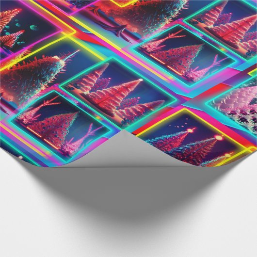 Helle, fluoreszierende Ferien-TREE-Wraps Geschenkpapier (Ecke)