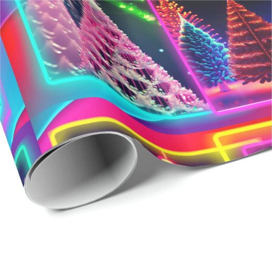 Helle, fluoreszierende Ferien-TREE-Wraps Geschenkpapier (Rolleneckpunkt)