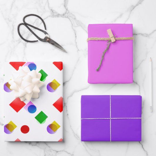 Helle Form und Farbe mit rosa und violetten Gesche Geschenkpapier Set (Vorderseite)