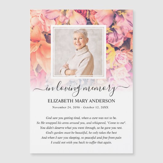 Helle Foto Beileid Beerdigung Gebetkarte Magnetkarte (Vorderseite)