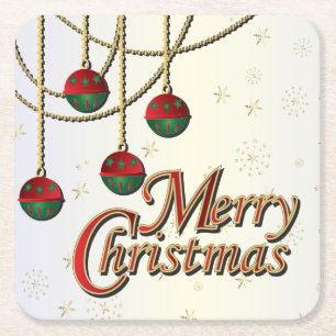 Helle frohe Weihnachten Rechteckiger Pappuntersetzer