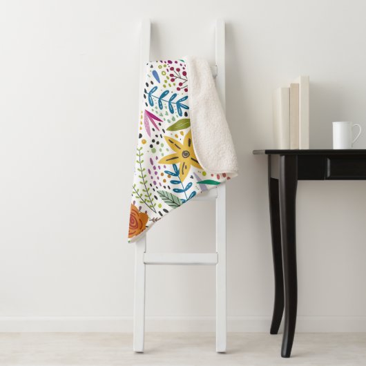 Helle, fröhliche Blumenmuster farbenfroh Sherpadecke (Beispiel)