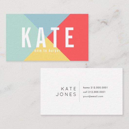 Helle fröhliche Colors Mommy Card Telefonnummerkarte (Vorne/Hinten)