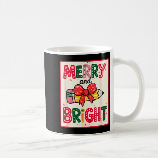 Helle & fröhliche Lehrer Weihnachts Bleistift Wint Kaffeetasse (Rechts)