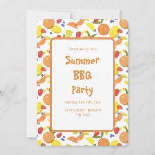 Helle fröhliche Risograph-Fruchtparty Einladung