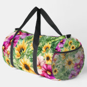 Helle, fröhliche Sonnenblumen und tropische Blume Duffle Bag (Rechte Ecke)