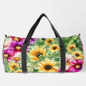 Helle, fröhliche Sonnenblumen und tropische Blume Duffle Bag (Rückseite)