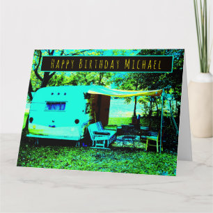 Helle fröhliche Vintag Camper Happy Birthday Card Karte