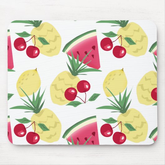Helle Früchte und Beeren auf weiß. Mousepad (Vorne)