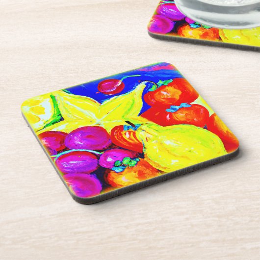 Helle Früchte und Sternenhimmel. Jetzt kaufen Getränkeuntersetzer (Linke Seite)