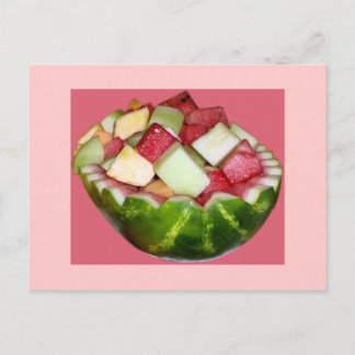 Helle Fruchtsalat Wassermelone in Rosa Postkarte