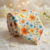 Helle Frühlingswiesen-Blumenmuster Krawatte