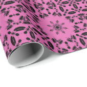 Helle Fuchsia ebony schwarzen Stern Blume geometri Geschenkpapier (Rolleneckpunkt)