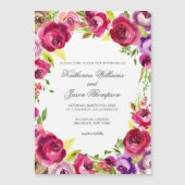 Helle Fuchsia Pink Blumengarten Hochzeit Magneteinladung (Vorderseite)