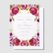 Helle Fuchsia Pink Floral Romantische Hochzeit Pergament Einladungen (Versetzt)