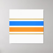 Helle Fun Blue Orange Racing Streifen auf weiß Leinwanddruck (Vorderseite)
