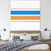 Helle Fun Blue Orange Racing Streifen auf weiß Leinwanddruck (Insitu (Schlafzimmer))