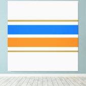 Helle Fun Blue Orange Racing Streifen auf weiß Leinwanddruck (Insitu (Holzboden))