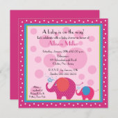 Helle & Fun Elephant Babydusche Einladung (Vorne/Hinten)