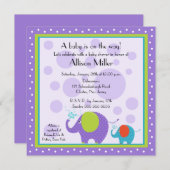 Helle & Fun Elephant Babydusche Einladung (Vorne/Hinten)