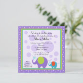 Helle & Fun Elephant Babydusche Einladung (Stehend Vorderseite)