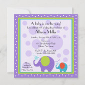 Helle & Fun Elephant Babydusche Einladung (Vorderseite)