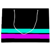 Helle Fun Pink Aqua Base Racing Streifen auf schwa Große Geschenktüte (Vorderseite)