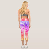 Helle Fun Regenbogenfarben Abstrakter Marmor Capri Leggings (Rückseite)