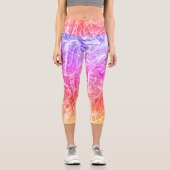 Helle Fun Regenbogenfarben Abstrakter Marmor Capri Leggings (Vorderseite)