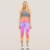 Helle Fun Regenbogenfarben Abstrakter Marmor Capri Leggings (Vorderseite)