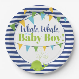 Helle Fun Typografie Niedlich Whale Boy Babydusche Pappteller
