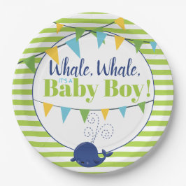 Helle Fun Typografie Niedlich Whale Boy Babydusche Pappteller
