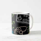Helle Gaming-Joysticks: cooles Muster. Kaffeetasse (VorderseiteRechts)