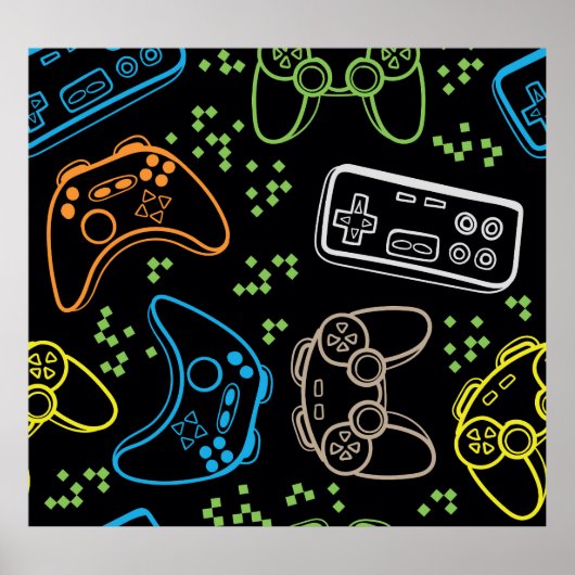 Helle Gaming-Joysticks: cooles Muster. Poster (Vorne)