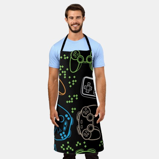 Helle Gaming-Joysticks: cooles Muster. Schürze (Getragen)