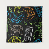 Helle Gaming-Joysticks: cooles Muster. Wandteppich (Vorderseite (Horizontal))