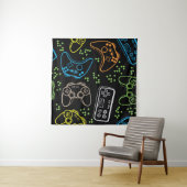 Helle Gaming-Joysticks: cooles Muster. Wandteppich (Beispiel (Horizontal))