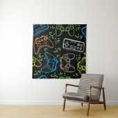 Helle Gaming-Joysticks: cooles Muster. Wandteppich (Beispiel)