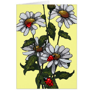 Helle Gänseblümchen und Marienkäfer: Ursprüngliche