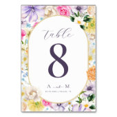 Helle Garden Floral Chic Monogram Elegante Hochzei Tischnummer (Vorderseite)