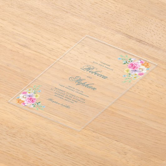 Helle Gartenblume Party Wasserfarbenprächtige Hoch Acryleinladungen (Ablage )