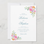 Helle Gartenblume Party Wasserfarbenprächtige Hoch Einladung (Vorderseite)